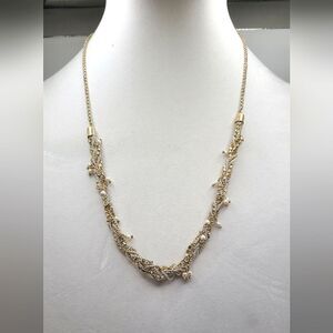 Banana Republic necklace, rhinestones, faux pearls, goldtone and silvertone